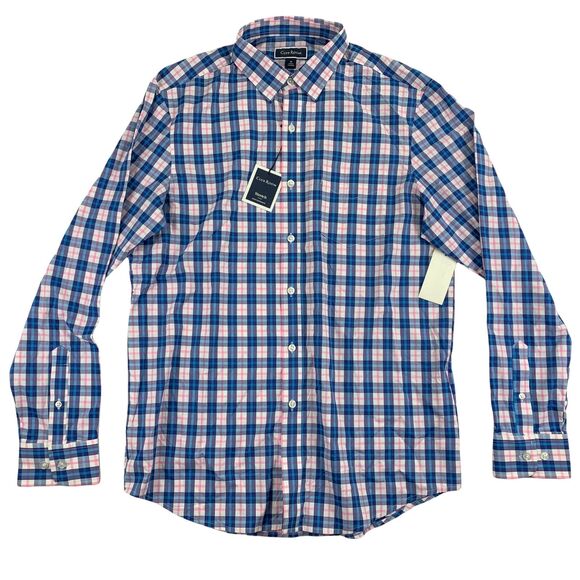 Club Room Mens Performance Plaid Regular Fit Pocket Button Down Shirt M - Picture 1 of 4